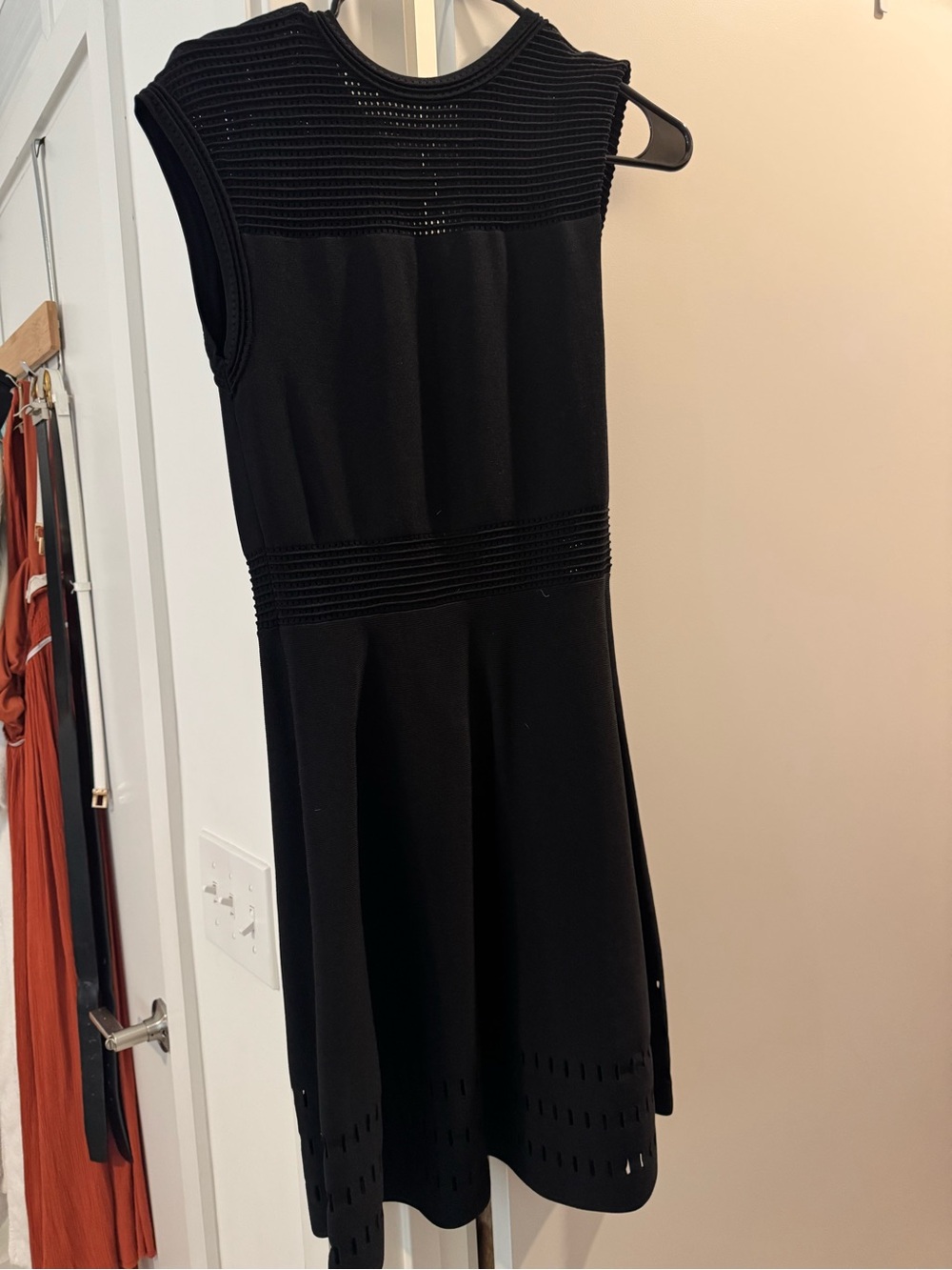 Ted Baker Black Sleeveless Fit-and-Flare Knit Dress